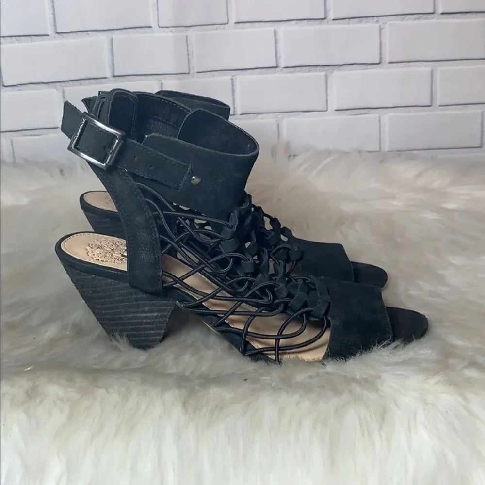 Vince Camuto Esray Black Suede Sandals Sz‎ 7
